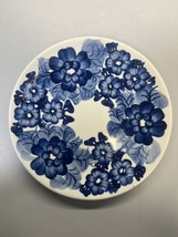 VTG Wloclawek Fajans Hand Painted Polish Pottery Blue &amp; White 7.5&quot; Salad... - $14.40