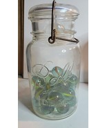 BALL IDEAL NO.8 JAR FILLED WITH 23 CAT&#39;S EYE 1-INCH SHOOTER MARBLES - £23.40 GBP