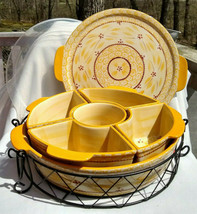 9 Pc Temptations Old World Yellow Chip Dip Casserole Cover Tray Relish Dish 3 Qt - £67.25 GBP