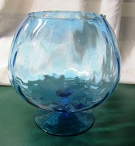 Vintage Aqua Blue  Large Brandy Snifter - Art Glass - $95.95
