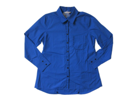 NWoT Soft Surroundings Strasbourg in Blue Topstitched Button Down Shirt M - £15.01 GBP