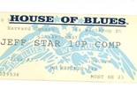 House of Blues Ticket Stub Jeff Star Harvard Square - $10.89