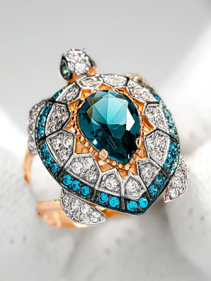 Ring Silver gold plated 925 assay value with topaz - $125.00