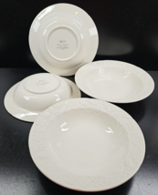 4 Mikasa English Countryside White Round Vegetable Bowls Set Floral Serving Lot - £91.50 GBP