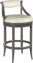 Bar Stool WOODBRIDGE Squared Tapered Legs Square Brass Hardwood Leather Glass - £1,350.11 GBP