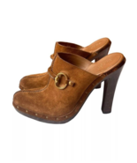 Gucci Womens Horsebit Detail Suede Wooden Platform Clogs Mules Brown Siz... - $199.34 CAD