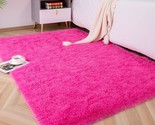 4 Feet By 6 Feet Hot Pink Foxmas Ultra Soft Fluffy Area Rugs For Bedroom... - £35.50 GBP