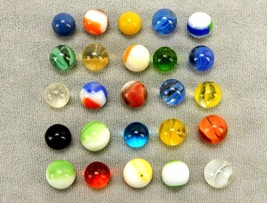 Random Lot of 25 Vintage Marbles, Assorted Colors/Styles/Sizes/Makers #M... - $19.55