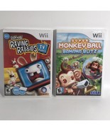 Super Monkey Ball: Banana Blitz &amp; Raving Rabbids Nintendo Wii Game lot of 2 - £11.78 GBP