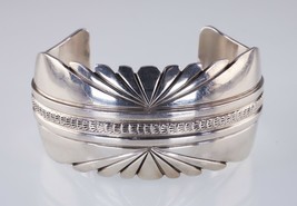 Navajo Lester Craig Stamp Tooled Design Sterling Silver Cuff Bracelet - £296.14 GBP