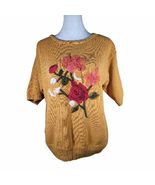 Norton McNaughton Womens Sweater Yellow Floral Medium - $20.20