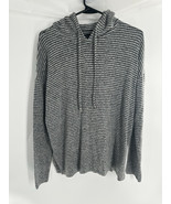 Lucky Brand Hooded Sweater Women&#39;s S/P Gray Striped  Lightweight - $19.20 CAD