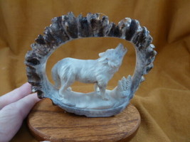 wolf-w47 standing Wolf shed ANTLER crown figurine Bali detailed carving ... - £129.59 GBP