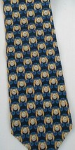 Geoffrey Beene Geometric Design Silk Neck Tie Gold Navy Black - £7.77 GBP