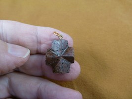 (CR502-206) 3/4&quot; oiled Fairy Stone Pendant CHRISTIAN CROSS Staurolite Crystal - £19.03 GBP