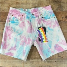 Men 29 33 Levi&#39;s Premium 501 93 Tie Dye Straight Fit Shorts 7&quot; Denim Jeans Pink - £35.05 GBP