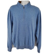Peter Millar 1/4 Zip Cotton Sweater Size L Men&#39;s Blue Long Sleeve - £26.44 GBP