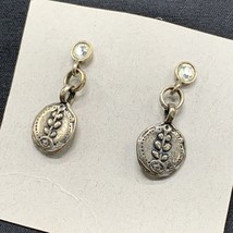 Pierced Earrings Silver tone Dangle with Clear Stone - £12.17 GBP
