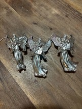 Angel Ornament Set Of 3 Violin Guitar Silver Acrylic 4” Christmas - €9,11 EUR