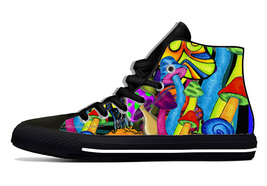 Magic Mushroom Trippy Psychedelic Aquila High Top Canvas Sneaker Casual Shoes - £32.05 GBP