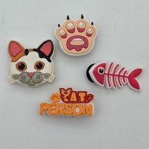 Cat Lovers Shoe Charms Set 4 Crocs Paw Print Cat Face Fish Cat Person Ac... - $107.64 MXN