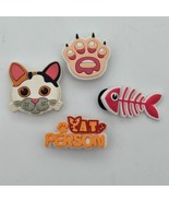 Cat Lovers Shoe Charms Set 4 Crocs Paw Print Cat Face Fish Cat Person Ac... - $107.64 MXN