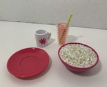 American Girl Place Cafe Bistro mug plate Sleepover Accessories popcorn ... - £7.82 GBP