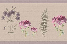 Dundee Deco DDAZBD9306 Peel and Stick Wallpaper Border - Floral Purple Green Pla - £17.36 GBP