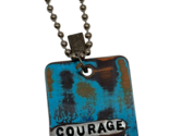 Kate Mesta COURAGE Square Dog Tag Necklace  Art to Wear New - $22.72