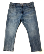 Wrangler Jeans Mens 42X30 Blue Athletic Fit Straight Stretch Distressed Denim - £19.23 GBP