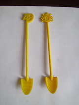 Two (2) Seagrams Yellow Shovel-Shape Swizzle Sticks  &quot;49&quot; 1950&#39;s? &amp; S wi... - $8.61