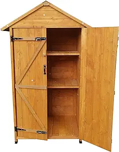 With Workstation - Wooden Garden Shed With 3 Shelves And Lockable Door, ... - $509.99