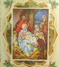 Mid Century Modern Holy Family Christmas Greeting Card Vintage Diecut Ba... - $8.90