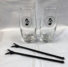 2 Playboy Club Bunny Key Highball Cocktail Glasses 12 oz Plastic Swizzle... - £31.61 GBP