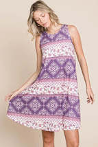 BOMBOM Bohemian Print Sleeveless Dress - $15.29