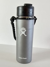 Hydro Flask 20 oz Wide Mouth Travel Beverage Dark Gray Paracord Strap Compass - £23.35 GBP