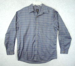Jos A Bank Travelers Collection Men&#39;s Dress Shirt Long Sleeve Gray Plaid L - £10.41 GBP