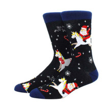 Products Santa Claus Riding a Unicorn Socks (Adult Large) - £6.81 GBP
