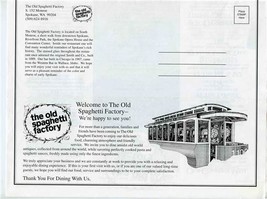 The Old Spaghetti Factory Menus Spokane Washington 1997 - £17.09 GBP