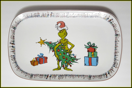 NEW RARE Williams Sonoma Dr. Seuss&#39;s The Grinch Serving Platter 14&quot; x 9&quot; Porcela - £173.82 GBP