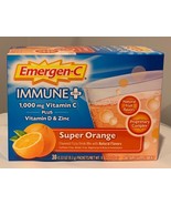 Emergen-C Immune Plus SUPER ORANGE Vit C + vit D &amp; Zinc 30 packet exp 6/... - £11.14 GBP