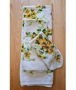 Vintage 70s Burlington House Collection 3 pc Towel Set Floral Yellow Cotton - $36.83