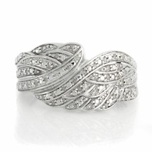 0.15 Carat Round Cut Diamond Accent Angel Wing Ring 14K White Gold Plated Silver - £95.37 GBP