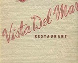 Vista Del Mar Restaurant Menu Fishermen&#39;s Wharf San Francisco California... - £69.42 GBP