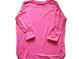 CROWN&amp; IVY LADY&#39;S SHIRT MEDIUM PINK 3/4 SLEEVE HIGH LOW - £9.30 GBP