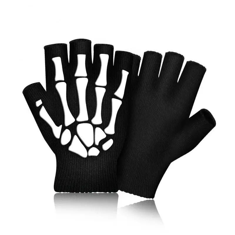 Warm Knitting Gloves For Adult Solid Acrylic Half Finger Glove Human Skeleton He - £81.73 GBP