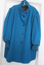 ROAMAN&#39;S Wool Blend Jacket Coat Dolman Ribbed Sleeve Dark Teal Blue USA 26 VTG - £30.77 GBP