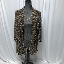 Effortless Style Citiknits Cardigan Womens Size Medium Brown Black Animal Print - £15.54 GBP