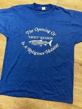 VIntage Fishing T-Shirt Trout Holiday Men&#39;s M - Screen Stars Single Stitch - £30.49 GBP