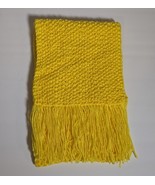 VTG CROCHET KNITTED SCARF W/FRINGE Handmade Bright YELLOW BOHO CHIC 60&quot;x... - £19.00 GBP